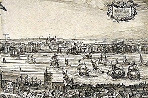 1616 view of London's skyline engraved by 17th century draughtsman Claes Jansz Visscher